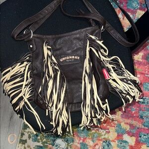 UNIONBAY Dark Brown Crossbody Bag with Fringe